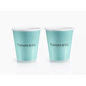 Pair of Tiffany & Co Bone China Paper Cup Set of 2 with Box Never Used